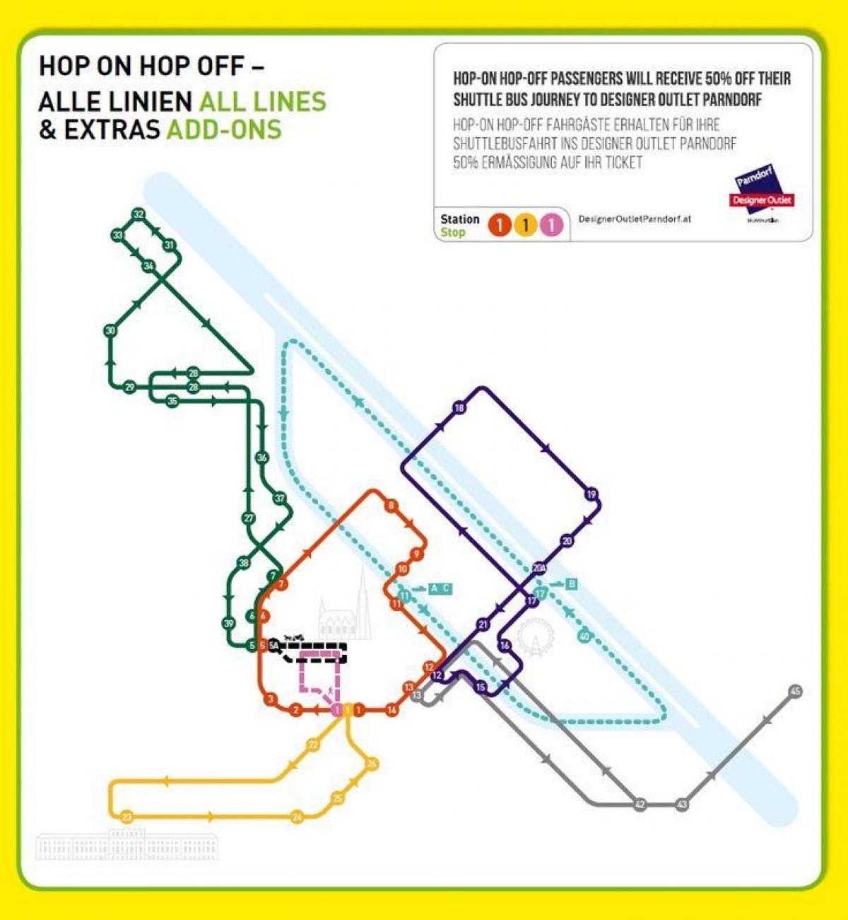 Wien hop on hop off bus tour kort