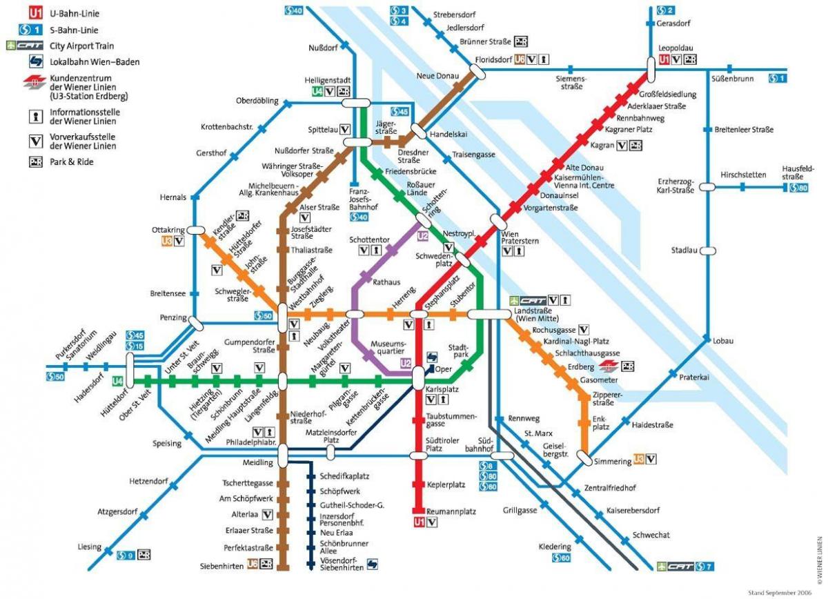 Wien metro-kort i fuld størrelse