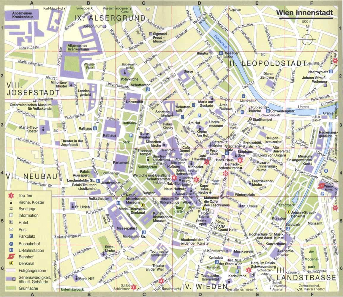 Wien city tourist kort