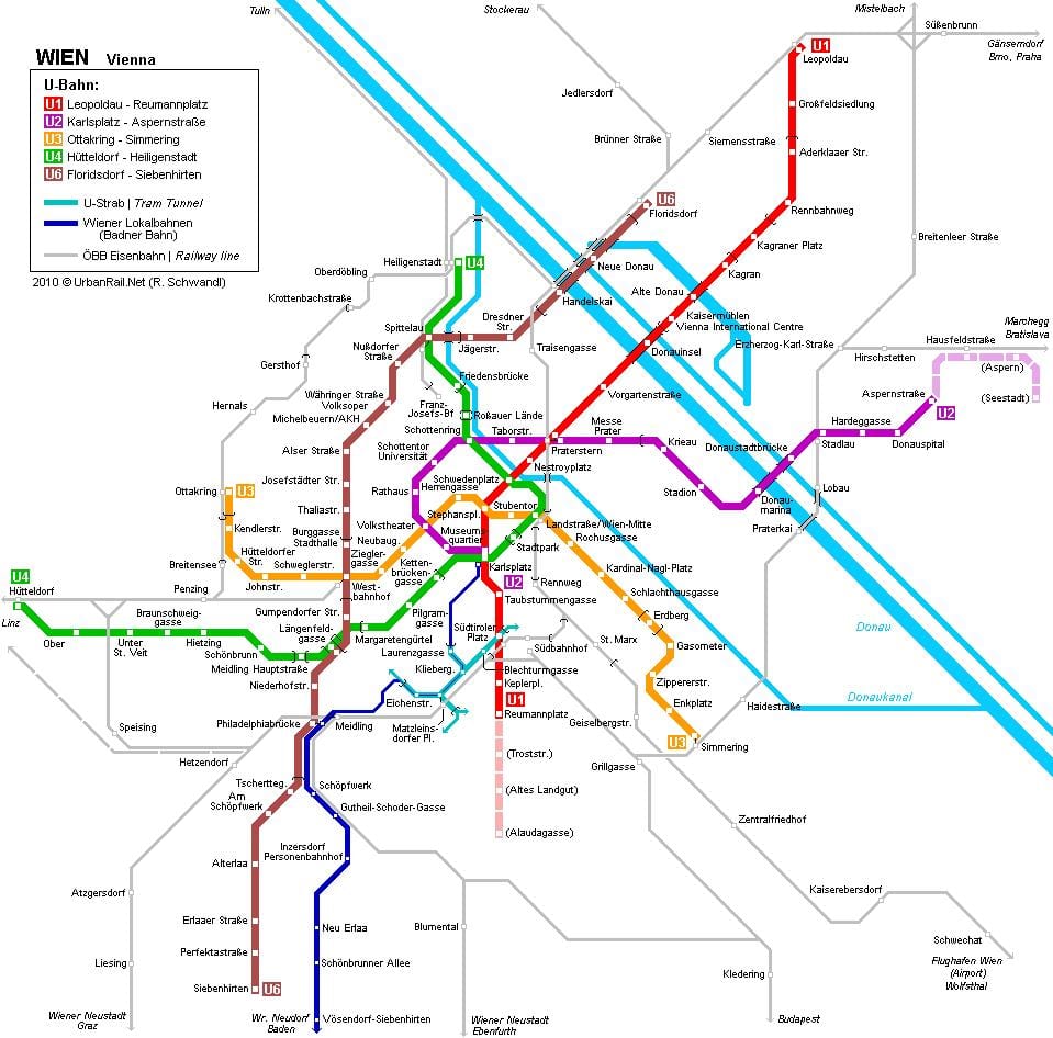 Wien metro kort hauptbahnhof