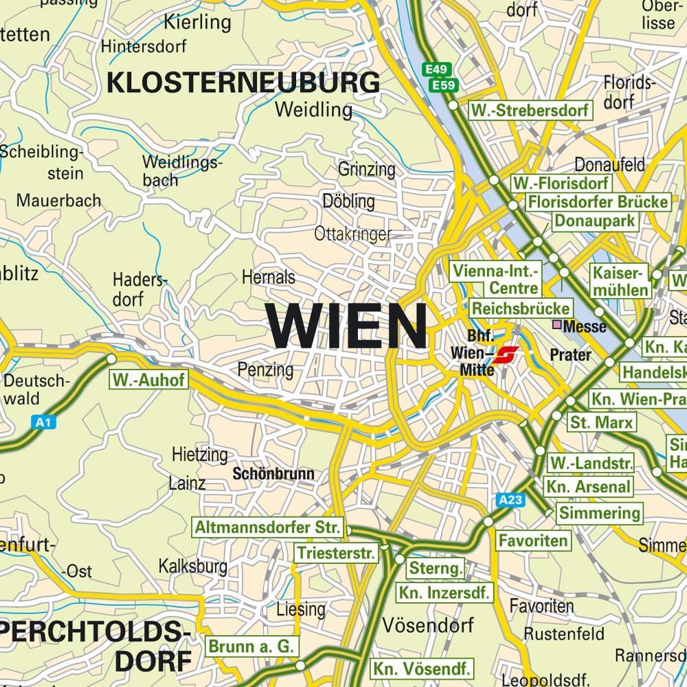 kort, der viser, Wien