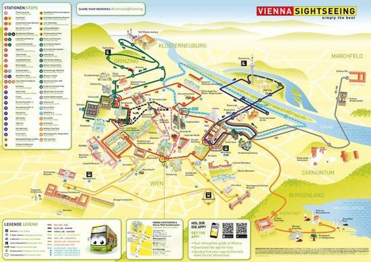 Kort over Wien sightseeing bus