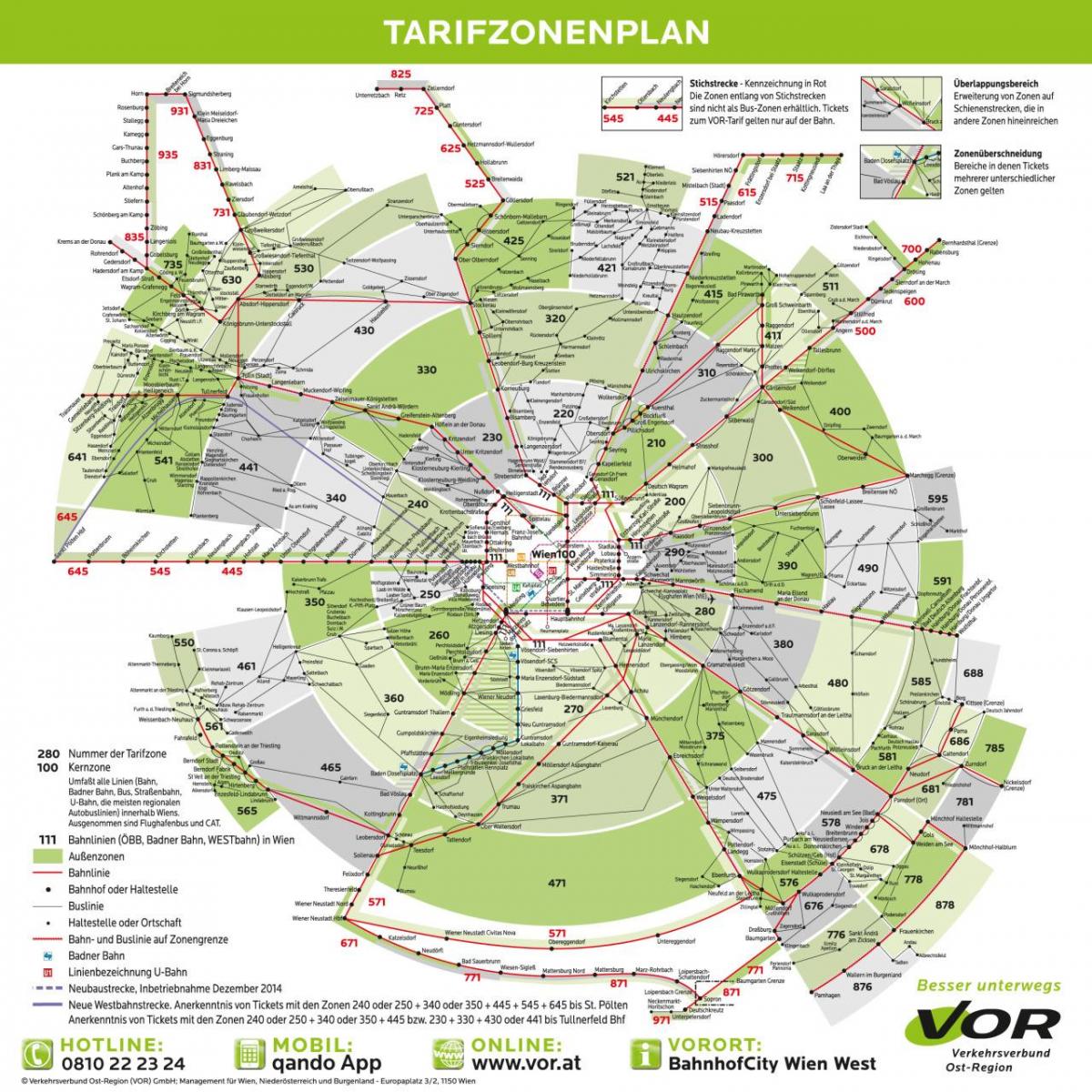 Kort over Wien transport zoner