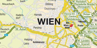 Kort, der viser, Wien