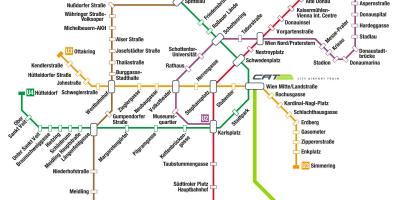 Wien lufthavn og togstation kort