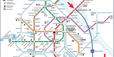 Kort over Wien mitte station