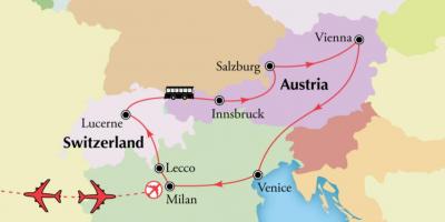 Kort over Wien og schweiz, ikke la